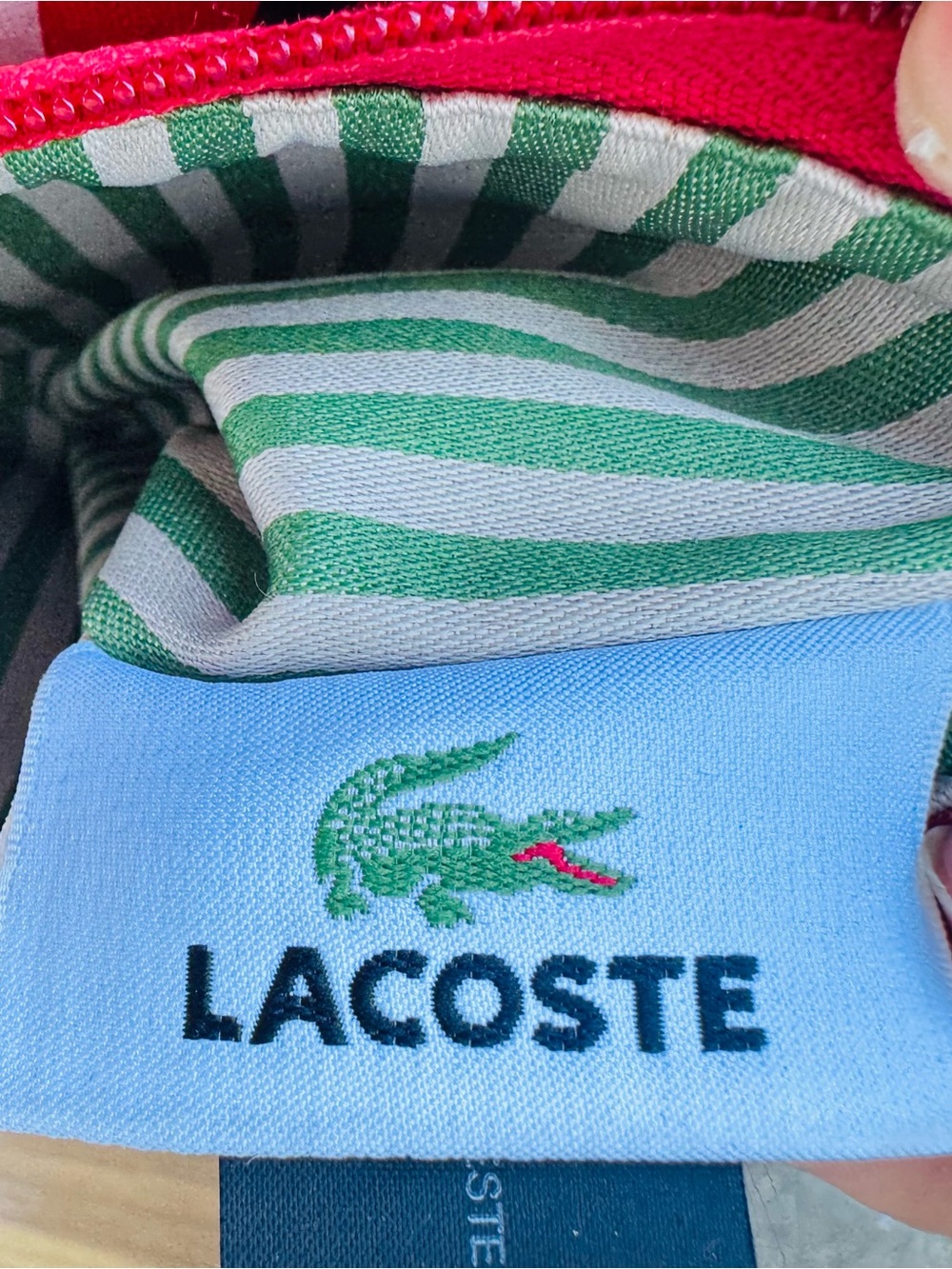 Lacoste Classic Red Canvas Wristlet Pouch Minimalist Clutch 7.5 x 4.5” - Picture 6 of 8